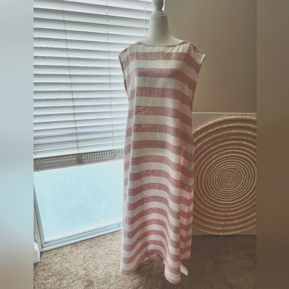 BAMBAH Striped Pink Kaftan Boutique line Maternity Dress One Size Fits Most - Picture 2 of 6